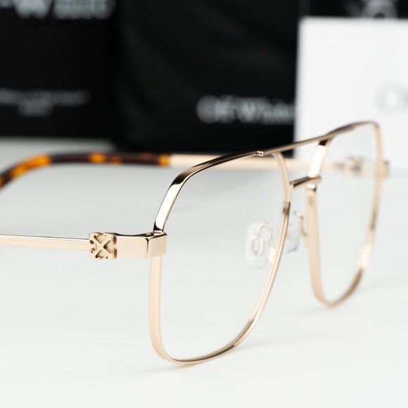 Off-White Men Eyeglasses Gold Aviator OERJ07J STYLE 7J 7600 NEW AUTHENTIC - Picture 4 of 7